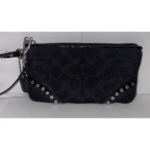 Coach Black Lurex Signature & Patent Leather‎ Clutch Purse
